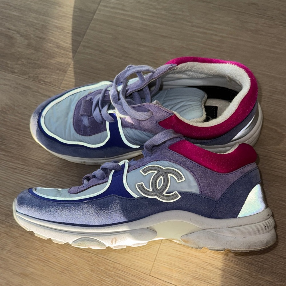 CHANEL Women's Sneakers Purple Blue Pink